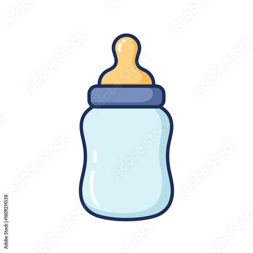 Cute Light Blue Baby Bottle with Yellow Nipple