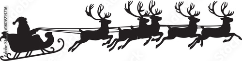 Santa Claus sleigh pulled by reindeer Christmas style vector illustration EPS file download	