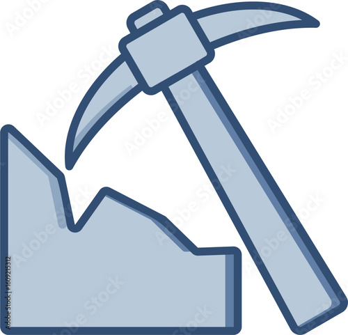 Pickaxe helmet vector icon with transparent background. Changeable blue color design.