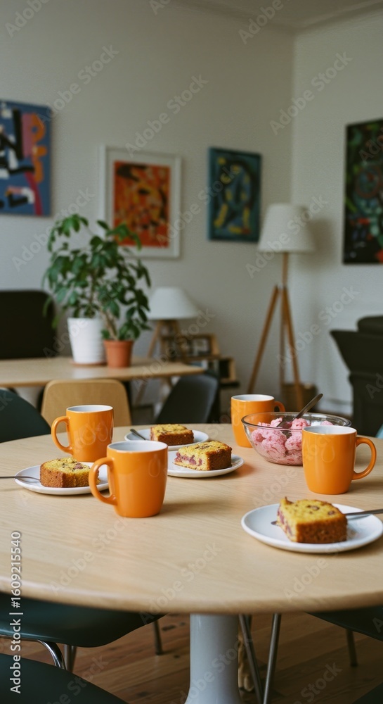 Fototapeta premium Cozy Breakfast Gathering with Coffee and Cake