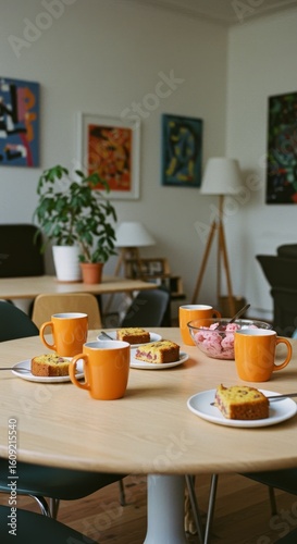 Wallpaper Mural Cozy Breakfast Gathering with Coffee and Cake Torontodigital.ca