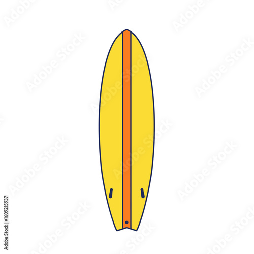 Simple Illustration of a Yellow Surfboard with Orange Accent Line