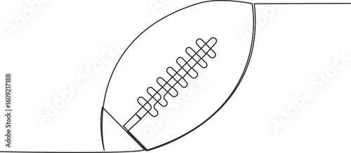 continuous line drawing American football. sport ball concept, Continuous one line drawing of Rugby ball vector Illustration.