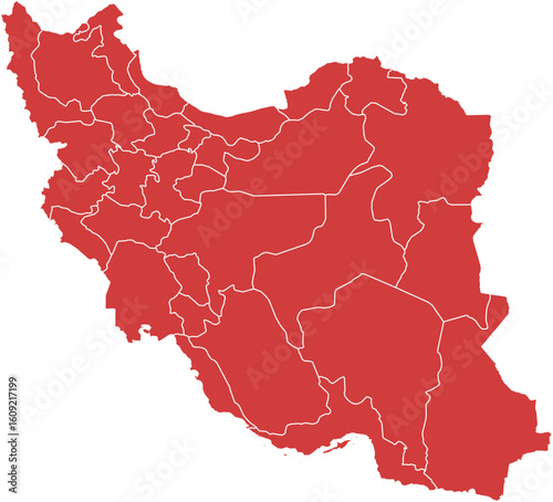 Iran map. Map of iran with provinces isolated on white background.