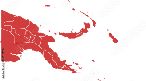 Papua New Guinea map. Map of papua new guinea provinces isolated on white background.