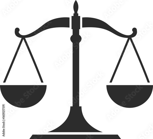 Symbolic scales of justice black Icon silhouette vector Illustration.