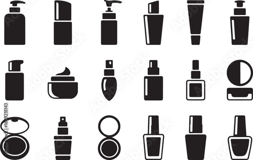 Elegant beautician icon featuring a stylized silhouette of a woman with flowing hair and beauty elements