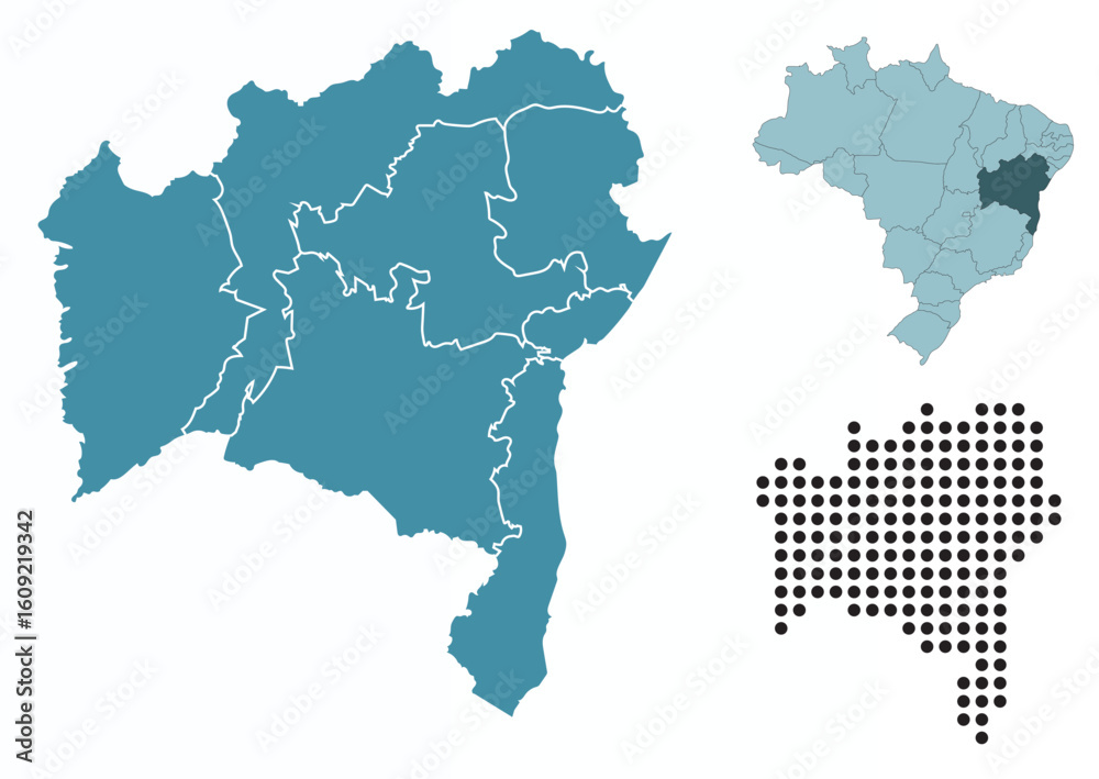 Obraz premium Set maps of Bahia state