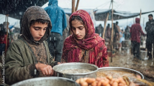 Afghan Children in the Rain: A Moment of Resilience