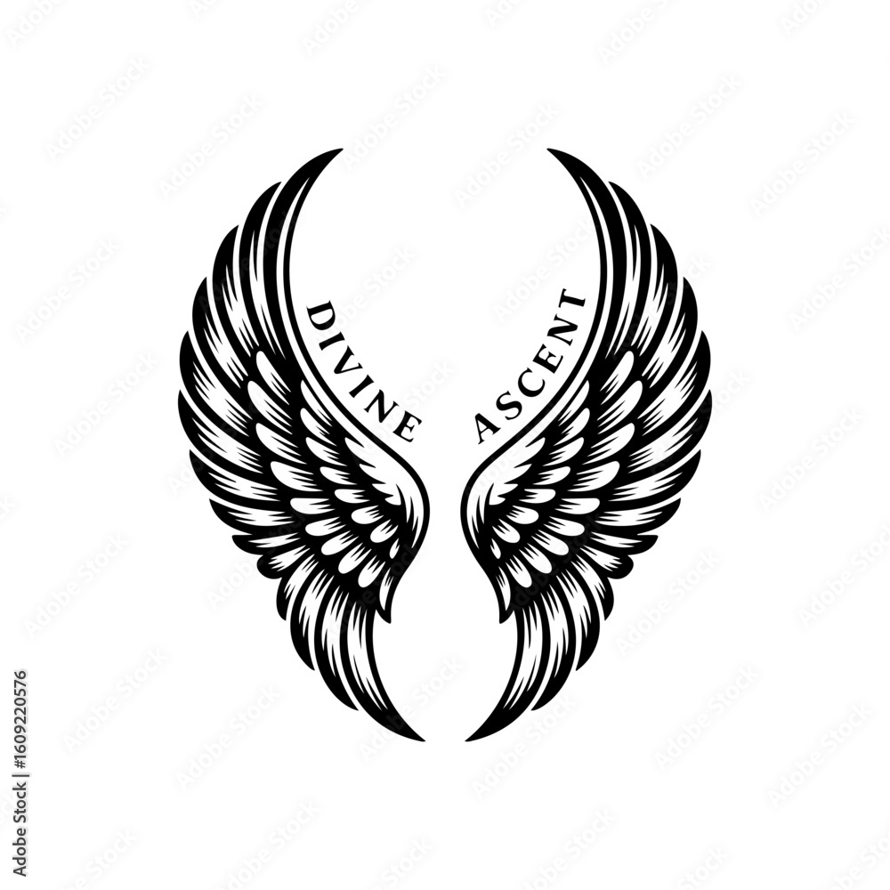Fototapeta premium Vintage wings isolated on white background. Design elements for logo, label, emblem, sign, brand mark. Vector illustration.