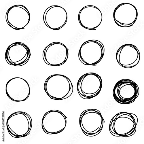 Hand Scribble Circle on White