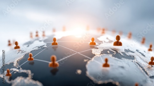 Global Network Connectivity: A conceptual depiction of a worldwide network with interconnected nodes overlayed on the globe, showcasing the power of digital and human connection.