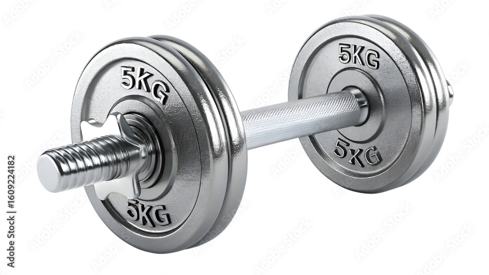 Naklejka premium gym iron dumbbell , 5kg weight dumbbell isolated on transparent background