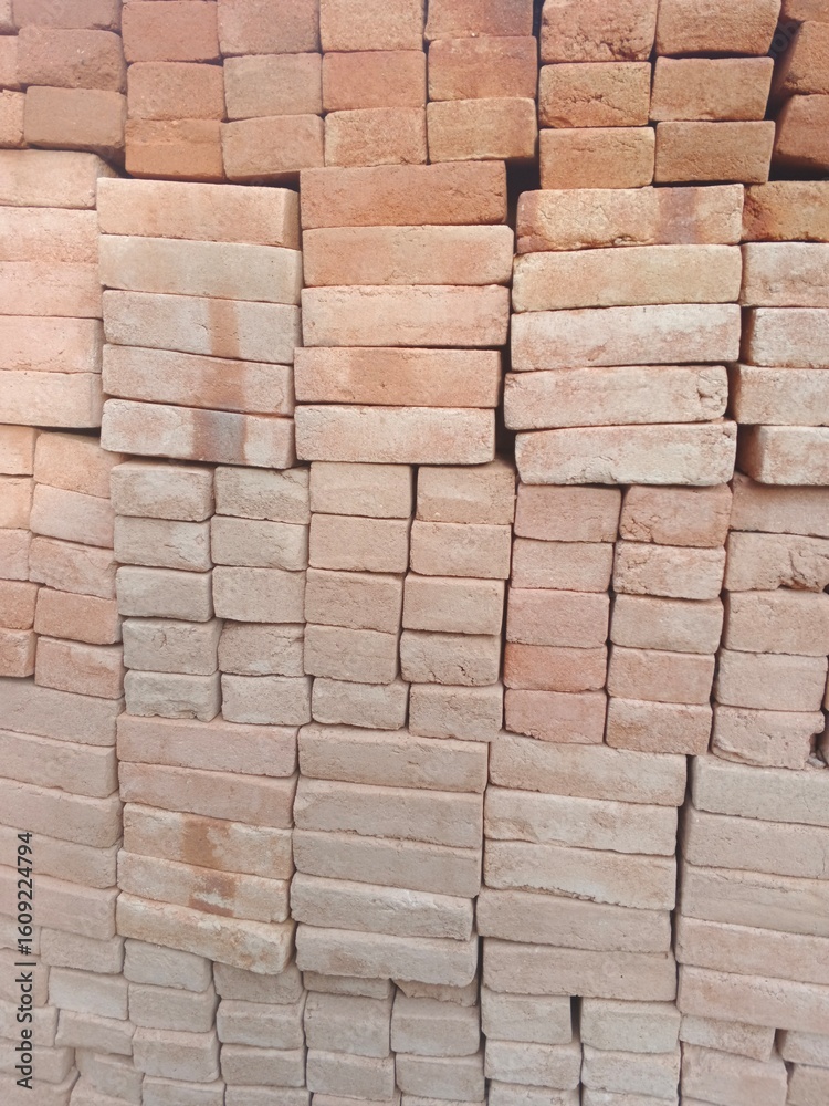 Fototapeta premium Red bricks arranged neatly