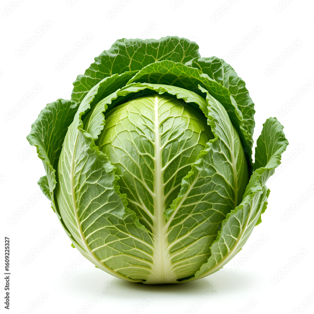 Obraz premium green cabbage on white background