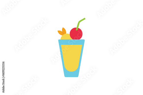 Smoothie Glass With Fruit Garnish In Vector On White