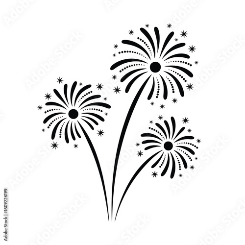 Abstract black and white fireworks illustration
