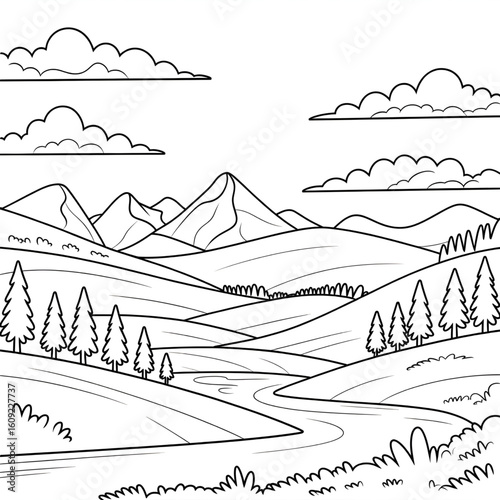 landscape with mountains and trees