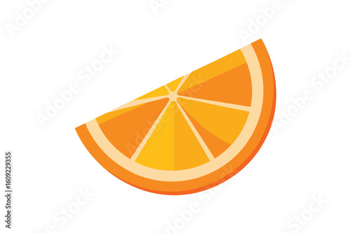 Orange Segment Slice In Bright Flat Style On White Background