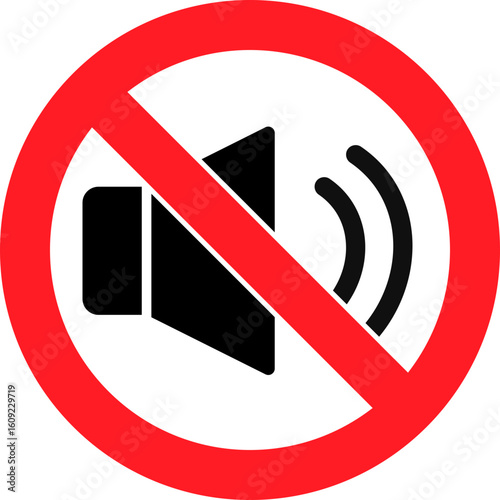 no sound sign, vector illustration and icon.