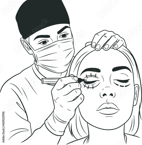 Blepharoplasty Preparation Surgeon Marking Eyelids