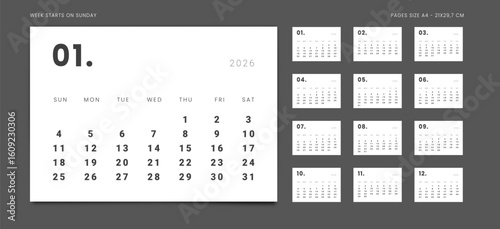 SUN Set Calendar Template MINIMAL А4
