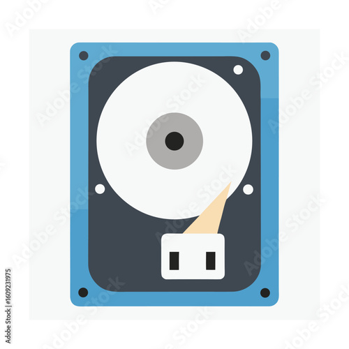 Hard Drive In Minimal Vector Form On White