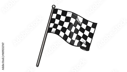 Checkered flag waving on a pole