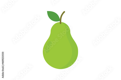 Flat Illustration Of A Green Pear Isolated On White