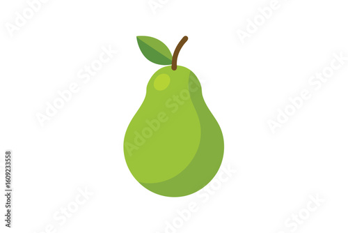 Flat Illustration Of A Green Pear Isolated On White