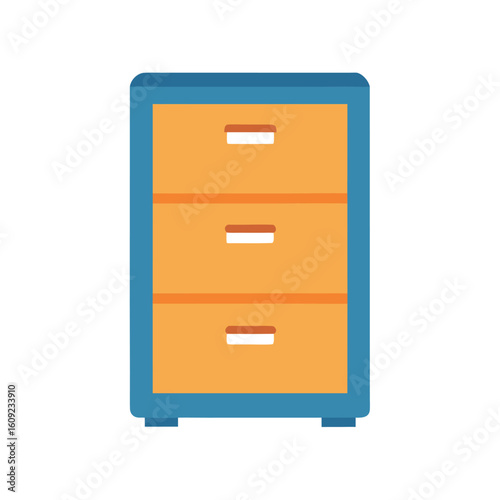 File Cabinet With Drawers Simple Flat Style On White