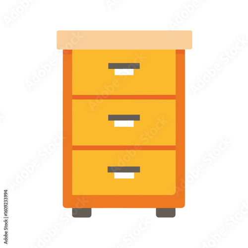 File Cabinet With Drawers Simple Flat Style On White