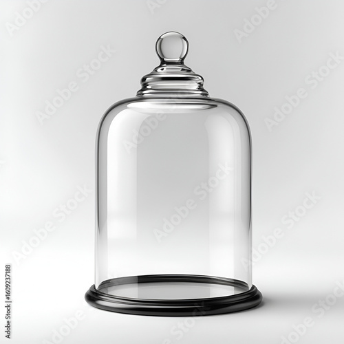 Realistic rendering of a glass bell jar isolated on a white background