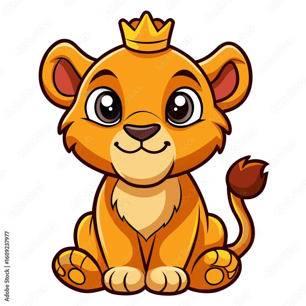 Fototapeta premium Playful lion cub vector illustration