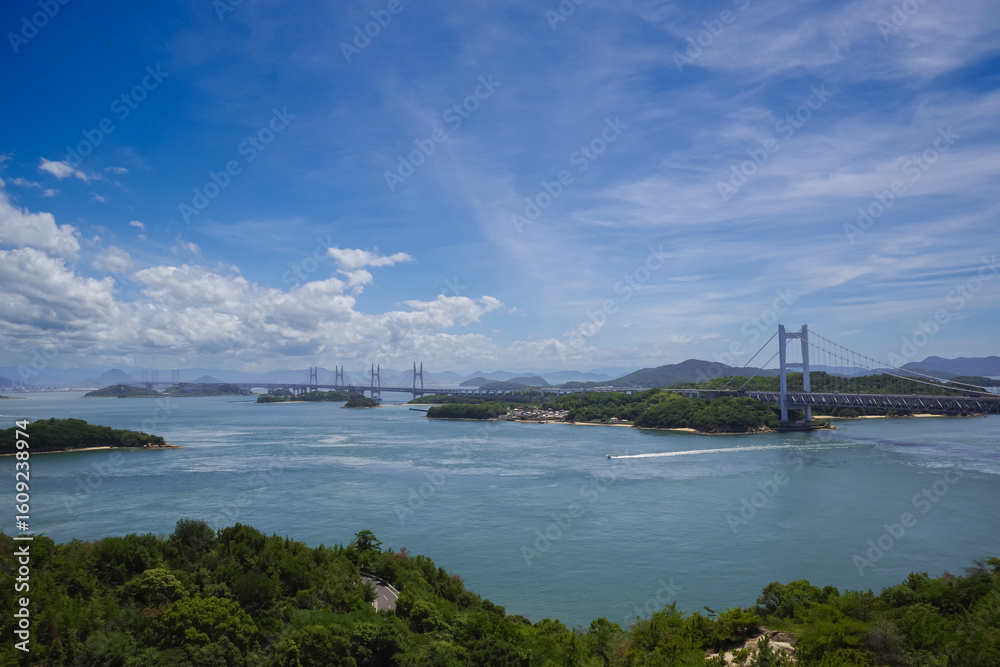 Naklejka premium 倉敷・鷲羽山から望む瀬戸大橋の全景