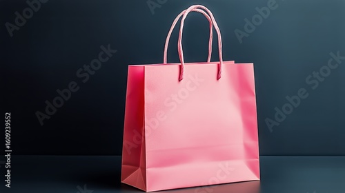 Stylish Pink Shopping Bag on a Dark Background Showcasing Modern Retail Packa...