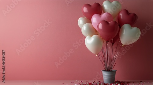 Heart Shaped Balloons in Shades of Pink and White Arranged for a Celebration ...