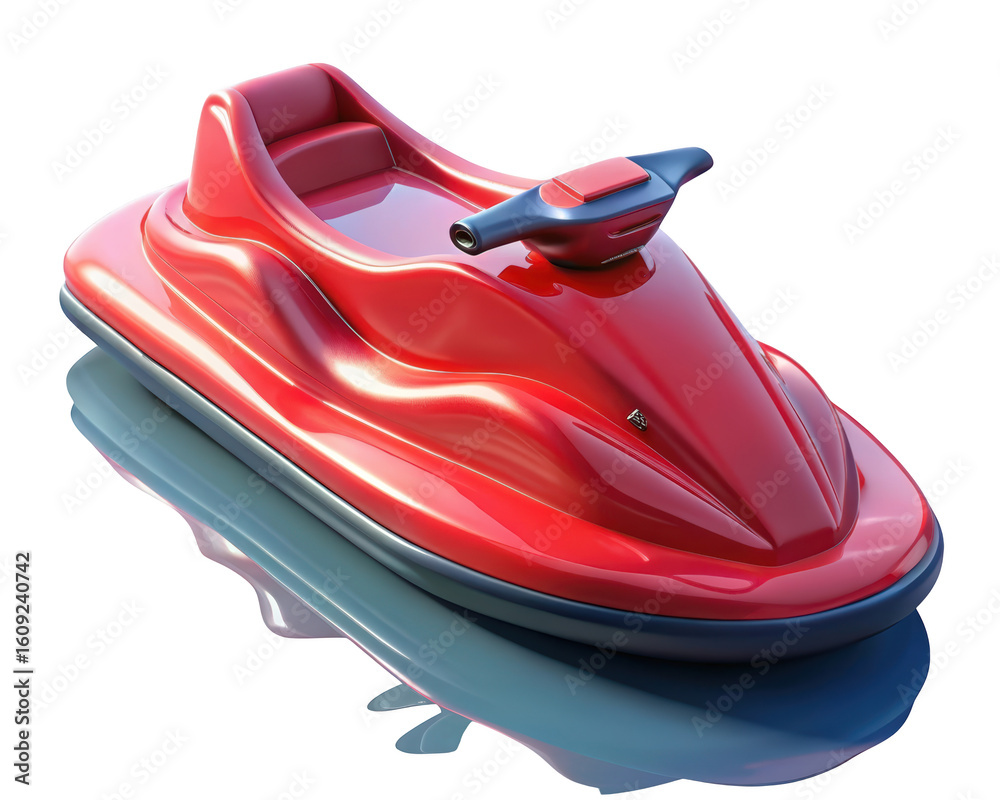 Naklejka premium Red jet ski watercraft floating on background with reflection rendered in realistic 3d style isolated