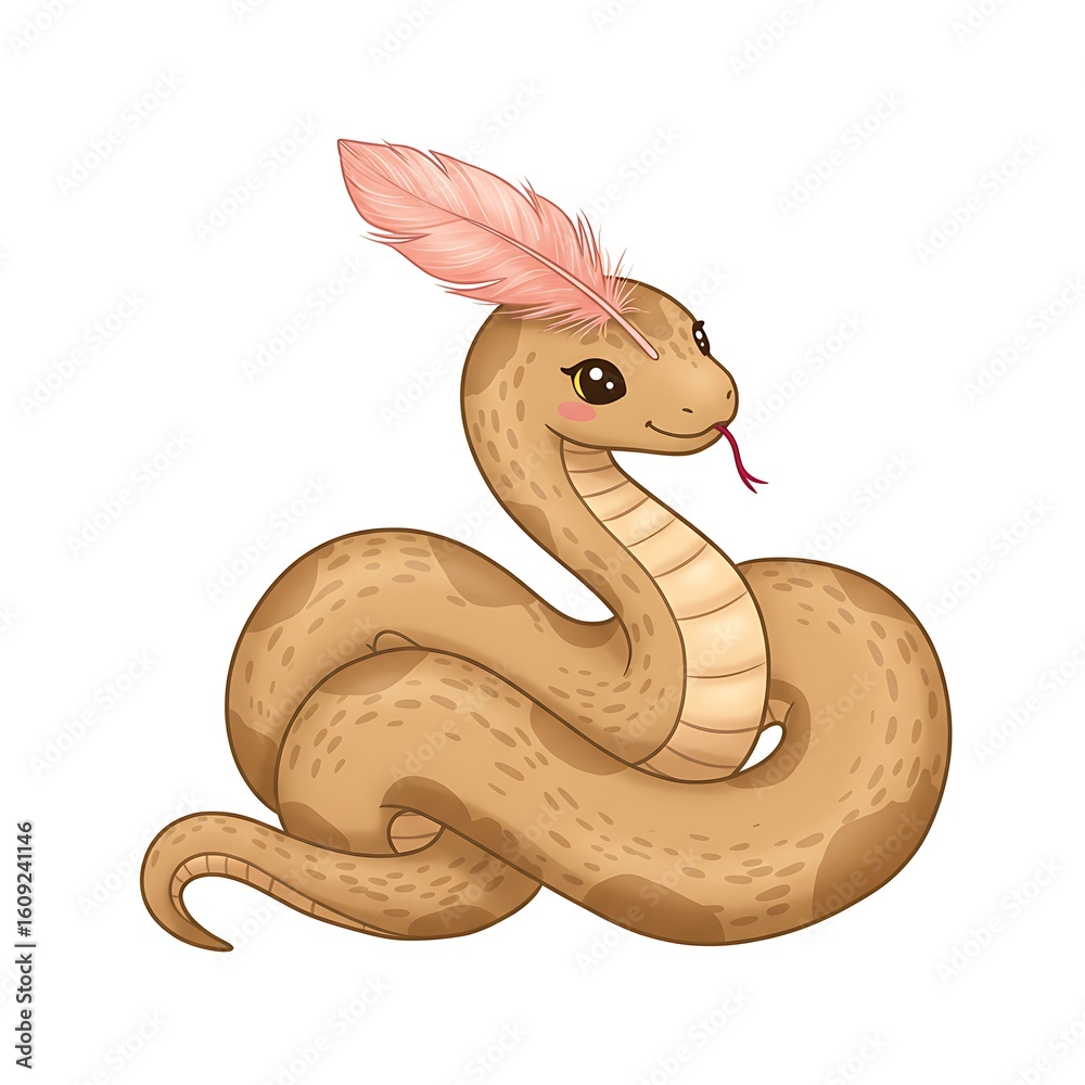 Fototapeta premium Elegant snake with pink feather on head
