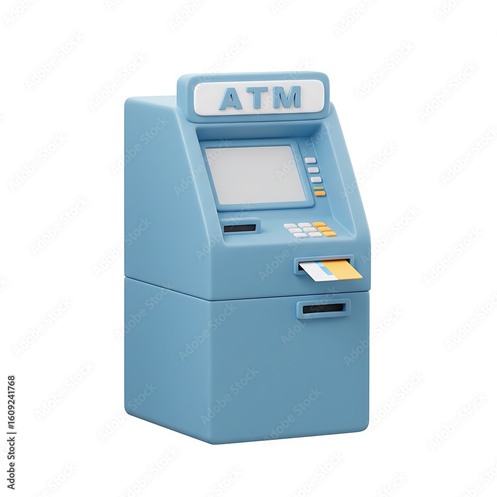 3D ATM terminal with receipt paper 3D ATM terminal with receipt paper