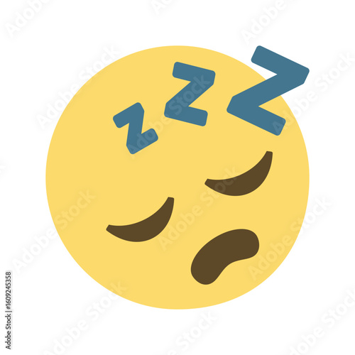 Yellow emoji face with closed eyes and zzz symbols indicating sleep or tiredness in digital art