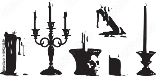 Dripping candles and candelabra dripping wax silhouette