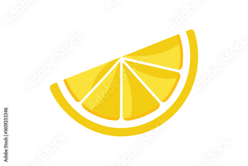 Cut Lemon Wedge Illustration Stylized Design On White
