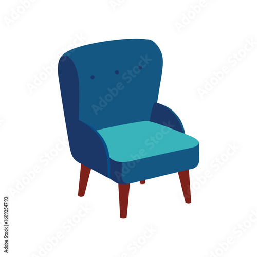 Chair With Cushion Seat And Backrest Vector On White