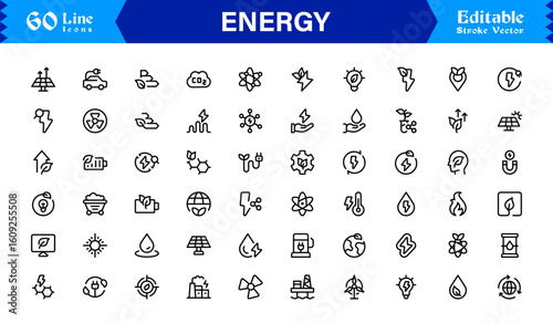 Versatile Energy Icon Collection for Modern Design. Fuel innovation with this dynamic vector set.