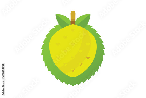 Bright Cartoon Jackfruit Flat Design On White
