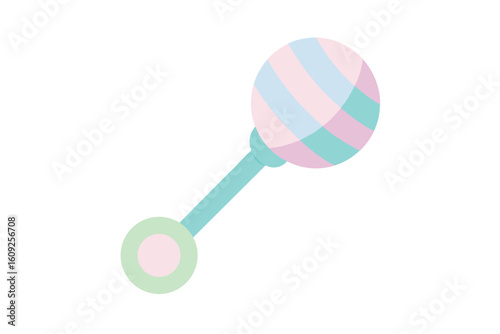 Wallpaper Mural Baby Rattle In Pastel Colors On White Background Torontodigital.ca