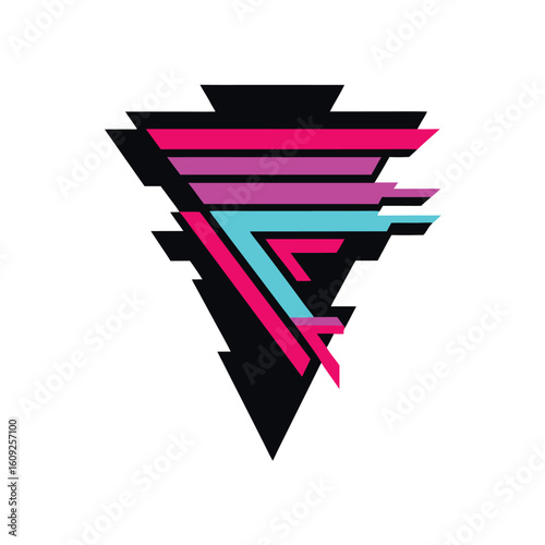 Abstract Glitch Element In Vector Style On White