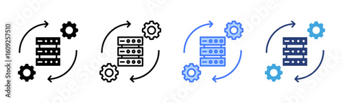 Data Processing icon sheet multiple style collection