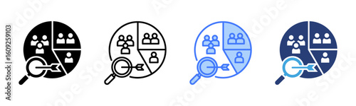 Market Segmentation icon sheet multiple style collection